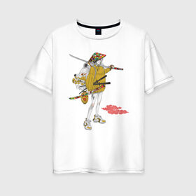 Женская футболка хлопок Oversize с принтом Japanese art , 100% хлопок | свободный крой, круглый ворот, спущенный рукав, длина до линии бедер
 | japan | аниме | восток | катана | персонаж | самурай | япония