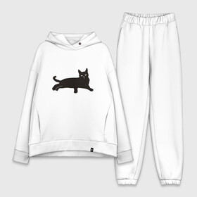 Женский костюм хлопок Oversize с принтом Черный кот ,  |  | art | black | cat | cats | grumpy | illustration | kitten | kitty | pussy | pussycat | retro | vintage | арт | винтаж | винтажный | злой | иллюстрация | киса | киска | котенок | котик | кошка | краска | потертости | пятна | ретро | сердитый |