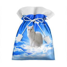 Подарочный 3D мешок с принтом Кот в облаках , 100% полиэстер | Размер: 29*39 см | Тематика изображения на принте: animals | cat | kitty | ангел | белый кот | блики | взгляд кота | глаза кота | животные | киска | кот | котейка | котенок | котик | кошак | кошка | лучи | мордочка | небесный | небо | облака | пейзаж | питомец