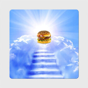 Магнит виниловый Квадрат с принтом Райский бургер , полимерный материал с магнитным слоем | размер 9*9 см, закругленные углы | food | hamburger | hot dog | ангел | блики | булка | булочка | бургер | бутерброд | вкусняшки | гамбургер | еда | котлета | лестница | лучи | небесный | небо | обжора | облака | пейзаж | природа | рай | сендвич