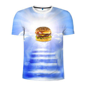 Мужская футболка 3D спортивная с принтом Райский бургер , 100% полиэстер с улучшенными характеристиками | приталенный силуэт, круглая горловина, широкие плечи, сужается к линии бедра | food | hamburger | hot dog | ангел | блики | булка | булочка | бургер | бутерброд | вкусняшки | гамбургер | еда | котлета | лестница | лучи | небесный | небо | обжора | облака | пейзаж | природа | рай | сендвич