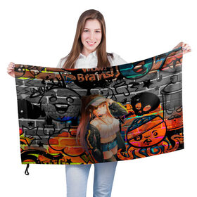 Флаг 3D с принтом Аниме девушка , 100% полиэстер | плотность ткани — 95 г/м2, размер — 67 х 109 см. Принт наносится с одной стороны | anime | girl | аниме | граффити | девушка | тян