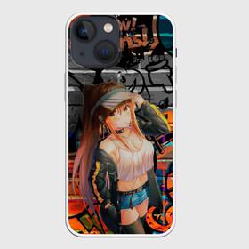 Чехол для iPhone 13 mini с принтом Anime Girl with Graffiti ,  |  | anime | girl | аниме | граффити | девушка | тян
