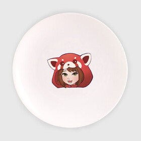 Тарелка с принтом Девочка-панда , фарфор | диаметр - 210 мм
диаметр для нанесения принта - 120 мм | аниме | девочка | красная панда | неко | панда | улыбка