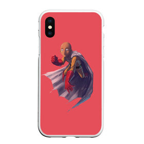 Чехол для iPhone XS Max матовый с принтом Сайтама One Punch Man , Силикон | Область печати: задняя сторона чехла, без боковых панелей | anime | one punch man | аниме | анимэ | бэнг | ван панч мэн | ванпанчмен | генос | кинг | сайтама | соник | супер герой | торнадо | уан панч мен