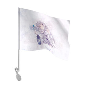 Флаг для автомобиля с принтом Эмилия , 100% полиэстер | Размер: 30*21 см | anime | emilia | re zero | re: zero kara hajimeru isekai seikatsu | re: жизнь с нуля в альтернативном мире | ре зеро | эмилия