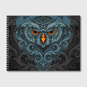 Альбом для рисования с принтом Ornament Owl , 100% бумага
 | матовая бумага, плотность 200 мг. | Тематика изображения на принте: арт | глаза | животные | обложка | орнамент | перья | птица | рисунок | рок | сова | татуировки