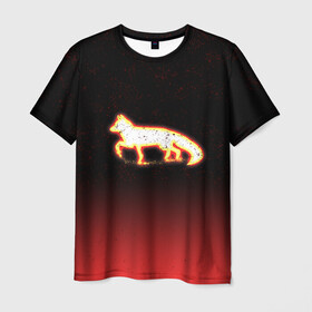 Мужская футболка 3D с принтом Светящаяся лиса , 100% полиэфир | прямой крой, круглый вырез горловины, длина до линии бедер | Тематика изображения на принте: fox | арт | животные | лиса