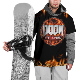 Накидка на куртку 3D с принтом DOOM Eternal , 100% полиэстер |  | Тематика изображения на принте: doom eternal | дум | игра | компьютерная | логотип | надпись | огненный | огонь | подарок | пожар | символ | фанату | черный