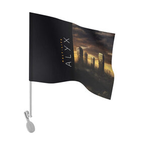 Флаг для автомобиля с принтом Half-Life Alyx , 100% полиэстер | Размер: 30*21 см | half life | half life alyx | аликс | апокалипсис | город | игра | игроман | компьютерная | подарок | пост апокалипсис | халф лайф | шутер