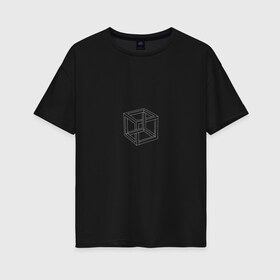 Женская футболка хлопок Oversize с принтом Невозможный куб , 100% хлопок | свободный крой, круглый ворот, спущенный рукав, длина до линии бедер
 | геометрия | невозможный куб | оптическая иллюзия | фигура