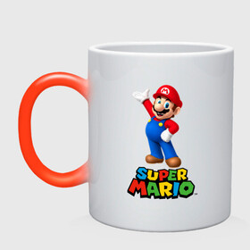 Кружка хамелеон с принтом Super Mario , керамика | меняет цвет при нагревании, емкость 330 мл | видеоигра | игра | марио | персонаж