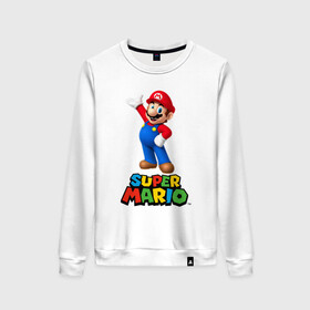 Женский свитшот хлопок с принтом Super Mario , 100% хлопок | прямой крой, круглый вырез, на манжетах и по низу широкая трикотажная резинка  | видеоигра | игра | марио | персонаж