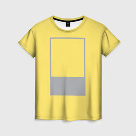 Женская футболка 3D с принтом Цвет года , 100% полиэфир ( синтетическое хлопкоподобное полотно) | прямой крой, круглый вырез горловины, длина до линии бедер | 13 0647 illuminating | 17 5104 ultimate gray | 2021 | pantone