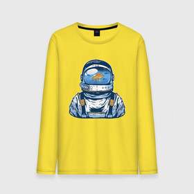 Мужской лонгслив хлопок с принтом Астронавт Аквариум  , 100% хлопок |  | aquarium | art | astronaut | fish | fishbowl | gold | golden | nasa | roscosmos | roskosmos | space | spacesuit | абстракция | арт | в шлеме | золотая | кислород | космический | космонавт | наса | прикол | роскосмос | рыбка | скафандр | сю