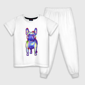 Детская пижама хлопок с принтом Французский бульдог акварель , 100% хлопок |  брюки и футболка прямого кроя, без карманов, на брюках мягкая резинка на поясе и по низу штанин
 | art | bulldog | colorful | dog | france | french | illustration | watercolor | акварельный | акварелью | арт | брызги | бульдожик | бульдожка | иллюстрация | краски | пес | песик | порода | разводы | разноцветный | рисунок | собака