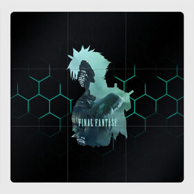 Магнитный плакат 3Х3 с принтом Final Fantasy VII Remake , Полимерный материал с магнитным слоем | 9 деталей размером 9*9 см | Тематика изображения на принте: final fantasy | final fantasy vii remake | герой | игра | компьютерная | подарок | ремейк | силуэт | синяя | узор | файнл фэнтези