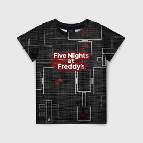 Детская футболка 3D с принтом Five Nights At Freddy , 100% гипоаллергенный полиэфир | прямой крой, круглый вырез горловины, длина до линии бедер, чуть спущенное плечо, ткань немного тянется | Тематика изображения на принте: 5 ночей с фредди | five nights at freddys | fnaf | игра | игрок | книга | логотип | пиццерия | подарок | страшилка | схема | фнаф | фредди