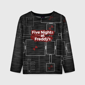 Детский лонгслив 3D с принтом Five Nights At Freddy , 100% полиэстер | длинные рукава, круглый вырез горловины, полуприлегающий силуэт
 | 5 ночей с фредди | five nights at freddys | fnaf | игра | игрок | книга | логотип | пиццерия | подарок | страшилка | схема | фнаф | фредди