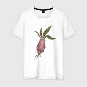 Мужская футболка хлопок с принтом Мандрагора , 100% хлопок | прямой крой, круглый вырез горловины, длина до линии бедер, слегка спущенное плечо. | корни | листочки | растение | фэнтези