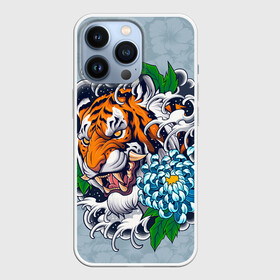 Чехол для iPhone 13 Pro с принтом Грозный Тигр в цветах (голова) ,  |  | himiko | my hero academia | toga | моя геройская академия | химико тога