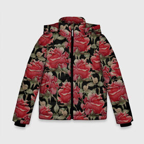 Зимняя куртка для мальчиков 3D с принтом Красные розы на черном фоне , ткань верха — 100% полиэстер; подклад — 100% полиэстер, утеплитель — 100% полиэстер | длина ниже бедра, удлиненная спинка, воротник стойка и отстегивающийся капюшон. Есть боковые карманы с листочкой на кнопках, утяжки по низу изделия и внутренний карман на молнии. 

Предусмотрены светоотражающий принт на спинке, радужный светоотражающий элемент на пуллере молнии и на резинке для утяжки | 8 марта | flowers | summer | ботаническая иллюстрация | весна | зеленый | красный | лето | любовь | праздник | принт | природа | растения | розы | цветы | черный