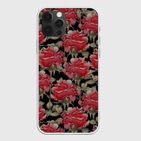 Чехол для iPhone 12 Pro Max с принтом Красные розы на черном фоне , Силикон |  | Тематика изображения на принте: 8 марта | flowers | summer | ботаническая иллюстрация | весна | зеленый | красный | лето | любовь | праздник | принт | природа | растения | розы | цветы | черный