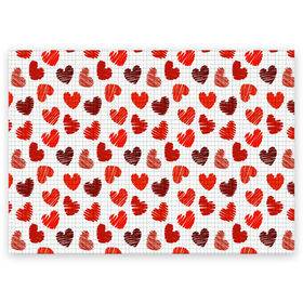 Поздравительная открытка с принтом Сердца , 100% бумага | плотность бумаги 280 г/м2, матовая, на обратной стороне линовка и место для марки
 | день влюбленных | любовь | сердца | сердца в тетради | текстура | тетрадная клетка