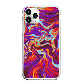 Чехол для iPhone 11 Pro Max матовый с принтом colorful waves , Силикон |  | abstract | colors | paint | pattern | violet | waves | абстракция | волны | краска | цветной