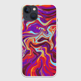 Чехол для iPhone 13 с принтом colorful waves ,  |  | abstract | colors | paint | pattern | violet | waves | абстракция | волны | краска | цветной