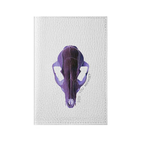 Обложка для паспорта матовая кожа с принтом The Skull , натуральная матовая кожа | размер 19,3 х 13,7 см; прозрачные пластиковые крепления | Тематика изображения на принте: альтернатива | андеграунд | гот | готика | готический стиль | готы | фиолетовый череп | череп | череп животного