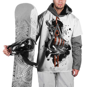 Накидка на куртку 3D с принтом Assassins Creed Valhalla Тату , 100% полиэстер |  | ассасинс крид | викинги | графика | драккар | корабль | орел | руны | тату