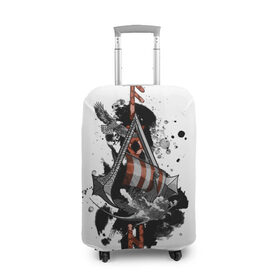 Чехол для чемодана 3D с принтом Assassins Creed Valhalla Тату , 86% полиэфир, 14% спандекс | двустороннее нанесение принта, прорези для ручек и колес | ассасинс крид | викинги | графика | драккар | корабль | орел | руны | тату