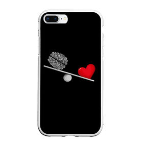 Чехол для iPhone 7Plus/8 Plus матовый с принтом Слушай Сердце , Силикон | Область печати: задняя сторона чехла, без боковых панелей | 14 февраля | love | valentines day | девушке | день влюбленных | качели | любимой | любимому | любовь | не слушай мозг | пара | парню | перевесил | разум | сердца | сердце heart | слушай сердце