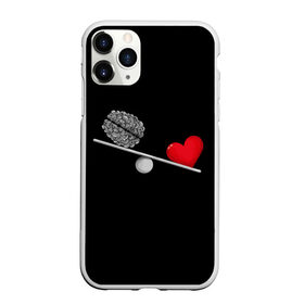 Чехол для iPhone 11 Pro Max матовый с принтом Слушай Сердце , Силикон |  | Тематика изображения на принте: 14 февраля | love | valentines day | девушке | день влюбленных | качели | любимой | любимому | любовь | не слушай мозг | пара | парню | перевесил | разум | сердца | сердце heart | слушай сердце