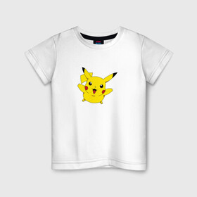 Детская футболка хлопок с принтом Пикачу , 100% хлопок | круглый вырез горловины, полуприлегающий силуэт, длина до линии бедер | anime | pikachu | пикачу