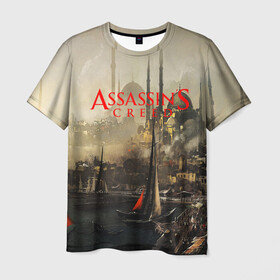 Мужская футболка 3D с принтом Assassin’s Creed , 100% полиэфир | прямой крой, круглый вырез горловины, длина до линии бедер | black flag | brotherhood | chronicles | creed | game | origins | revelations | rogue | syndicate | unity | valhalla | альтаир | ассасин | игры | кинжал | пираты