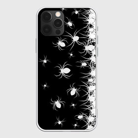 Чехол для iPhone 12 Pro Max с принтом Пауки , Силикон |  | black and white | dark | halloween | horror | spiders | жуки | клещ | краска | минимализм | монохромный | ночь | пауки | паутина | паучки | паучок | страшный | сумерки | темный | тьма | ужасы | уличный | хеллоуин | хоррор