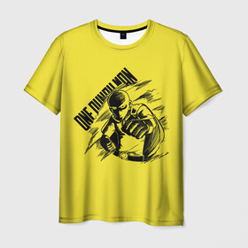 Мужская футболка 3D с принтом Сайтама | One Punch Man , 100% полиэфир | прямой крой, круглый вырез горловины, длина до линии бедер | anime | one punch man | аниме | анимэ | бэнг | ван панч мэн | ванпанчмен | генос | кинг | сайтама | соник | супер герой | торнадо | уан панч мен