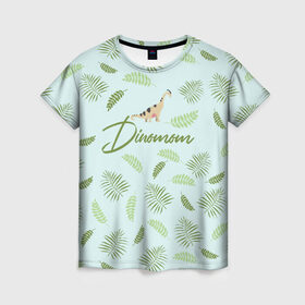 Женская футболка 3D с принтом Dinomom , 100% полиэфир ( синтетическое хлопкоподобное полотно) | прямой крой, круглый вырез горловины, длина до линии бедер | dino | dinosaur | family | family look | детские | для всей семьи | семейные | семья | фэмили лук