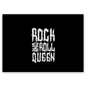 Поздравительная открытка с принтом Rock and Roll Queen , 100% бумага | плотность бумаги 280 г/м2, матовая, на обратной стороне линовка и место для марки
 | Тематика изображения на принте: family | family look | queen | rock | rock and roll | детские | для всей семьи | семейные | семья | фэмили лук