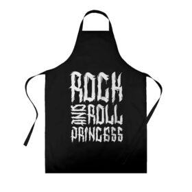 Фартук 3D с принтом Rock and Roll Princess , 100% полиэстер | общий размер — 65 х 85 см, ширина нагрудника — 26 см, горловина — 53 см, длина завязок — 54 см, общий обхват в поясе — 173 см. Принт на завязках и на горловине наносится с двух сторон, на основной части фартука — только с внешней стороны | family | family look | princess | rock | rock and roll | детские | для всей семьи | семейные | семья | фэмили лук