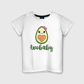 Детская футболка хлопок с принтом Avobaby , 100% хлопок | круглый вырез горловины, полуприлегающий силуэт, длина до линии бедер | avocado | family | family look | авокадо | детские | для всей семьи | семейные | семья | фэмили лук