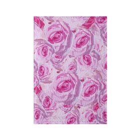 Обложка для паспорта матовая кожа с принтом Roses , натуральная матовая кожа | размер 19,3 х 13,7 см; прозрачные пластиковые крепления | дизайн с розами | женственность | нежность | роза | розовый принт | розовый фон | розы | цветы