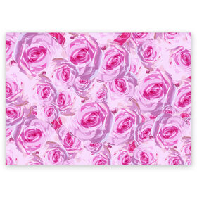 Поздравительная открытка с принтом Roses , 100% бумага | плотность бумаги 280 г/м2, матовая, на обратной стороне линовка и место для марки
 | Тематика изображения на принте: дизайн с розами | женственность | нежность | роза | розовый принт | розовый фон | розы | цветы