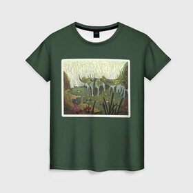 Женская футболка 3D с принтом Солнечное болото , 100% полиэфир ( синтетическое хлопкоподобное полотно) | прямой крой, круглый вырез горловины, длина до линии бедер | болото | деревья | опасность | растения | цветы
