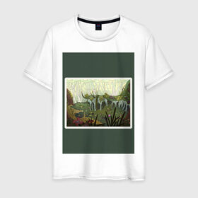 Мужская футболка хлопок с принтом Солнечное болото , 100% хлопок | прямой крой, круглый вырез горловины, длина до линии бедер, слегка спущенное плечо. | болото | деревья | опасность | растения | цветы