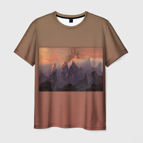 Мужская футболка 3D с принтом Долина острых утесов , 100% полиэфир | прямой крой, круглый вырез горловины, длина до линии бедер | замок | камни | пейзаж | скалы
