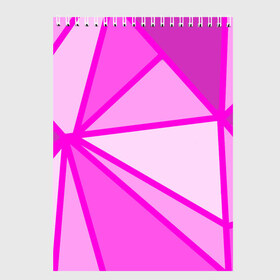 Скетчбук с принтом Осколки розового стекла , 100% бумага
 | 48 листов, плотность листов — 100 г/м2, плотность картонной обложки — 250 г/м2. Листы скреплены сверху удобной пружинной спиралью | 2021 | геометрия | зеркало | лето | осколок | розовый | треугольники