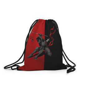 Рюкзак-мешок 3D с принтом Samurai , 100% полиэстер | плотность ткани — 200 г/м2, размер — 35 х 45 см; лямки — толстые шнурки, застежка на шнуровке, без карманов и подкладки | dark | боец | катана | ниндзя | самурай | тьма